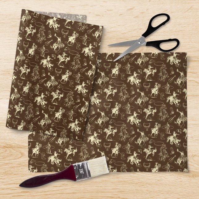 Papel De Seda Cowboy Western Rodeo Horses Pattern (Subido por el creador)