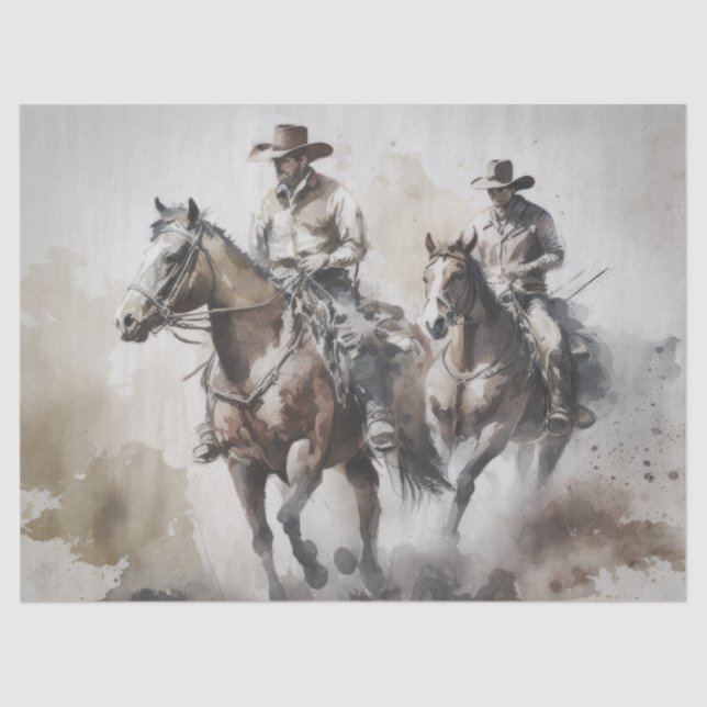 Papel De Seda Cowboy Western Watercolor Decoup (Anverso)