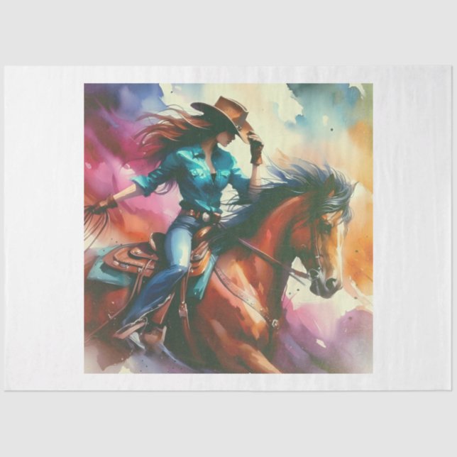 Papel De Seda Cowgirl Rodeo (Anverso)