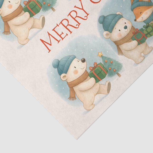 Papel De Seda Cozy Christmas Animals Tissue Paper (Detalle)