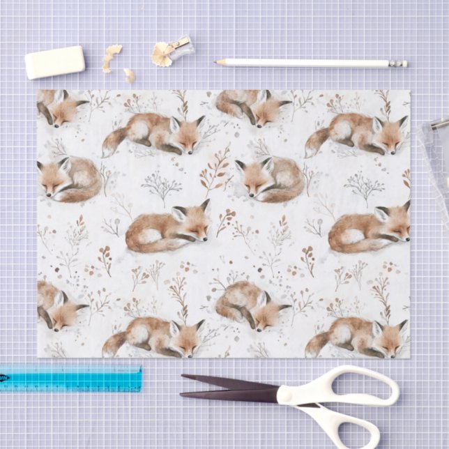 Papel De Seda Cozy Foxes Christmas (Artesanía)