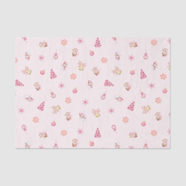 Papel De Seda Cozy Pink Christmas Pattern (Anverso)