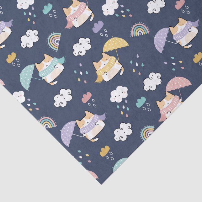 Papel De Seda Cozy Rainy Day Pattern Tissue Paper (Detalle)