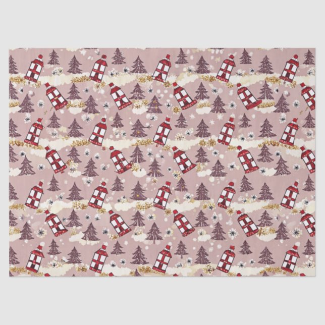 Papel De Seda Cozy Winter Village Tissue Paper (Anverso)