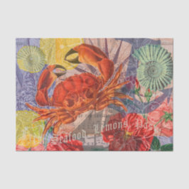 Papel De Seda Crab Nautical Beach Art