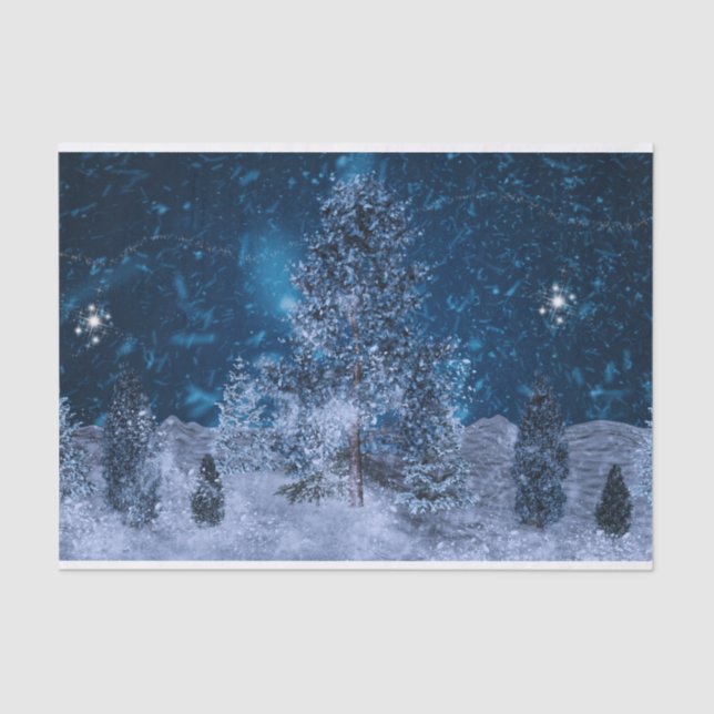 Papel De Seda Crackling Fractal Winter Scene  (Anverso)