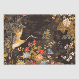 Papel De Seda Crane oriental y elegancia floral