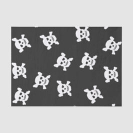 Papel De Seda Cráneo blanco grande y bandera pirata en negro
