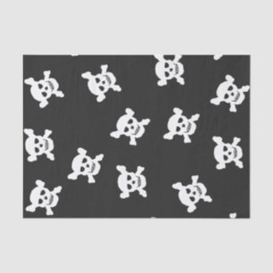 Papel De Seda Cráneo blanco grande y bandera pirata en negro