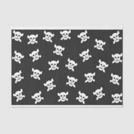 Papel De Seda Cráneo blanco y Crossbone en negro