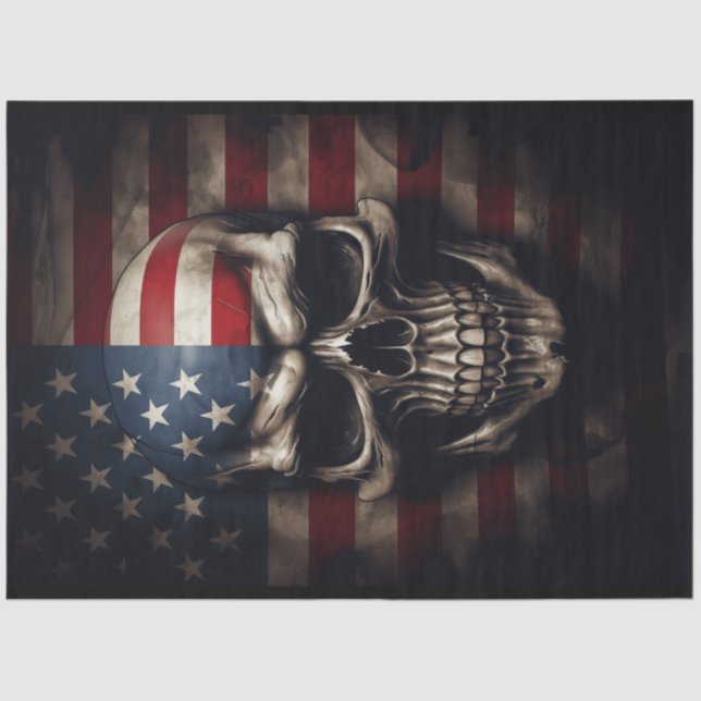 Papel De Seda Cráneo de Bandera Americana (Anverso)