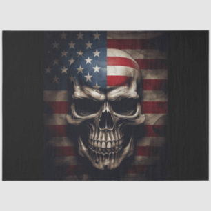 Papel De Seda Cráneo de Bandera Americana