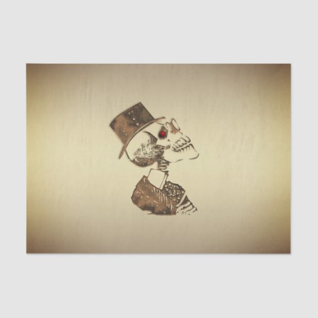 Papel De Seda Cráneo de Steampunk en el oro (Anverso)