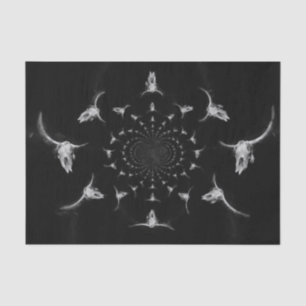 Papel De Seda Cráneo de toro rústico negro y blanco occidental