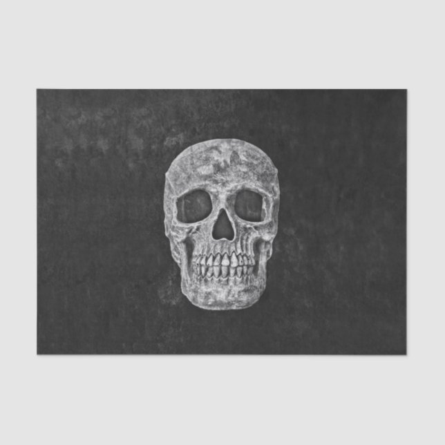 Papel De Seda Cráneo gótico del Grunge blanco y negro (Anverso)