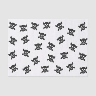 Papel De Seda Cráneo negro y bandera pirata en blanco