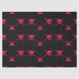 Papel De Seda Cráneo rosado y bandera pirata en negro