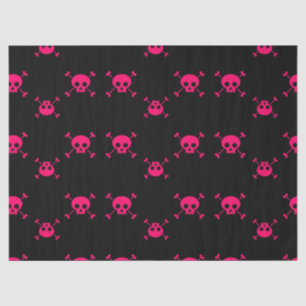 Papel De Seda Cráneo rosado y bandera pirata en negro