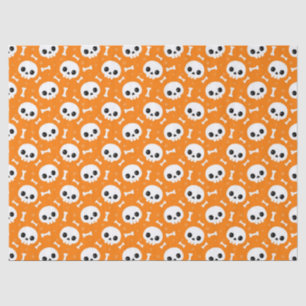 Papel De Seda Cráneo y Huesos Divertido Patrón de Halloween