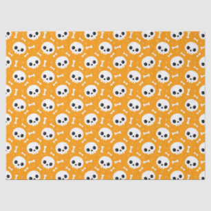 Papel De Seda Cráneo y Huesos Divertido Patrón de Halloween