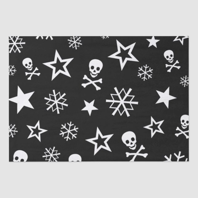 Papel De Seda Cráneos y copos de nieve (Anverso)