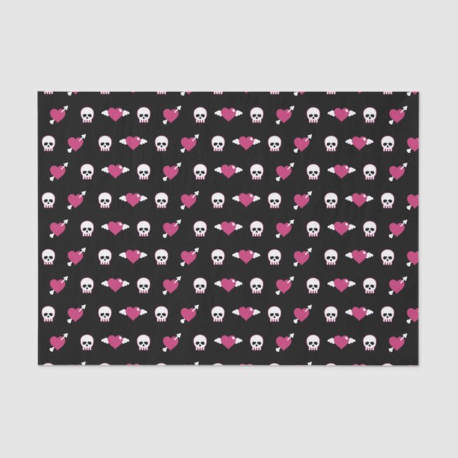 Papel De Seda Cráneos y corazones (Anverso)