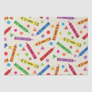 Papel De Seda Crayones escolares coloridos con patrón de formas