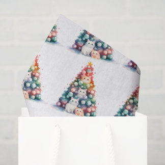 Papel De Seda Crea Tu Propio Árbol de Navidad Colorido Gatitos L