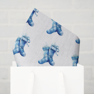 Papel De Seda Crea tus propias medias de Navidad de acuarela azu