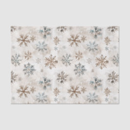 Papel De Seda Cream Blue Brown Snowflakes Christmas