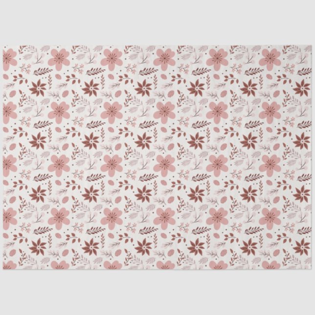 Papel De Seda Cream Brown Black Floral Leyes Navidades (Anverso)