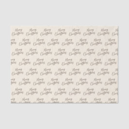 Papel De Seda Cream Brown Elegant Script Feliz Navidad
