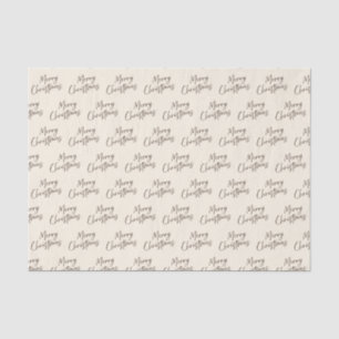Papel De Seda Cream Brown Elegant Script Feliz Navidad