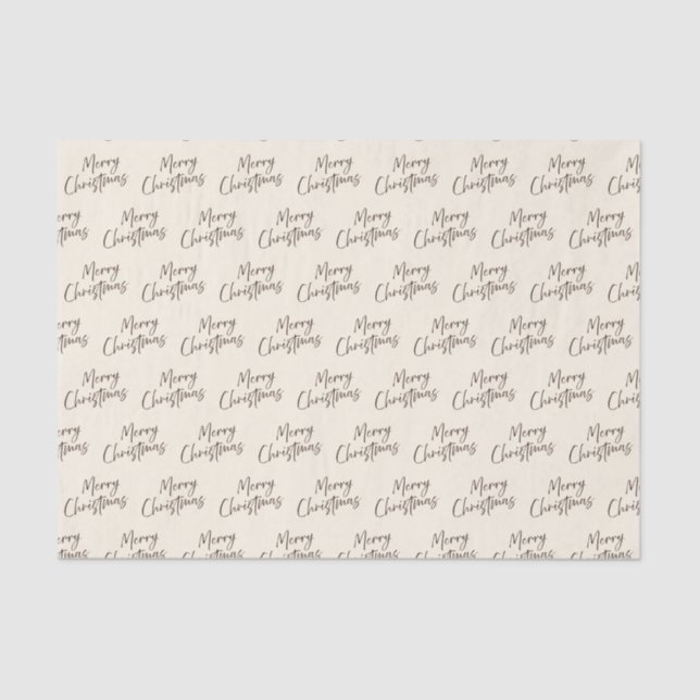 Papel De Seda Cream Brown Elegant Script Feliz Navidad (Anverso)