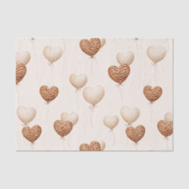 Papel De Seda Cream Brown Heart Balloons Love in the Air