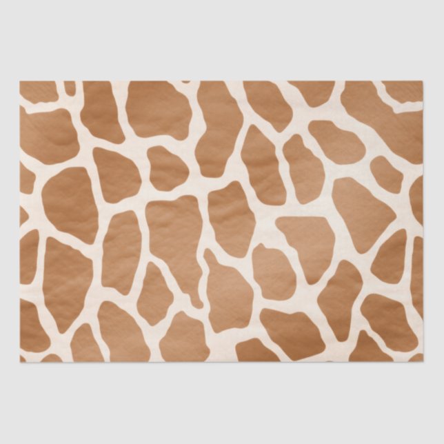 Papel De Seda Cream Brown Safari Girafa Animal Print (Anverso)