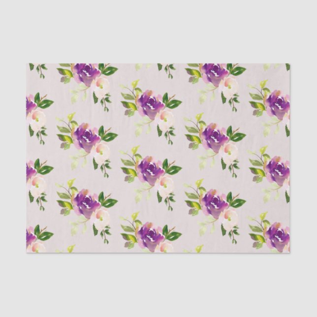 Papel De Seda Cream Burgundy Boda floral rosa (Anverso)