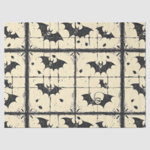 Papel De Seda Cream Denim Grunge Patchwork with Bats (2)