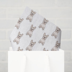 Papel De Seda Cream Frenchie Cartoon Dog Pattern