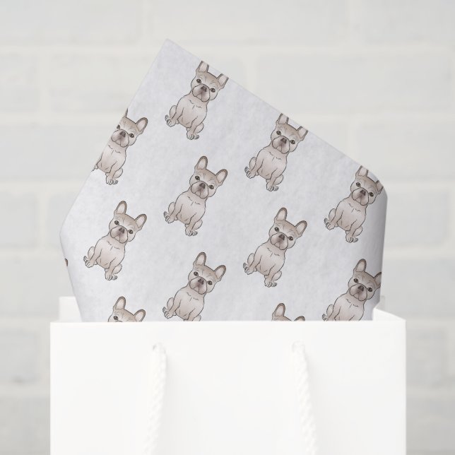 Papel De Seda Cream Frenchie Cartoon Dog Pattern (Bolsa de regalo)