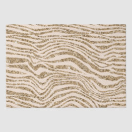 Papel De Seda Cream Gold Faux Purpurina Zebra