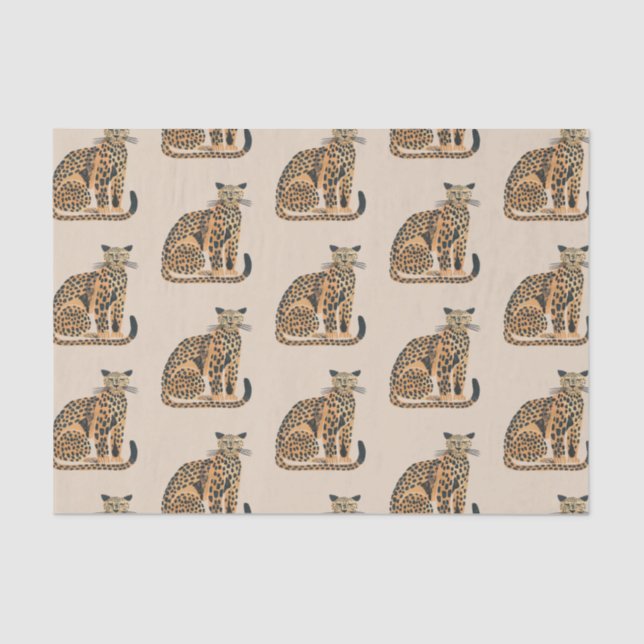 Papel De Seda Cream Gold Leopard Animal Birthday (Anverso)