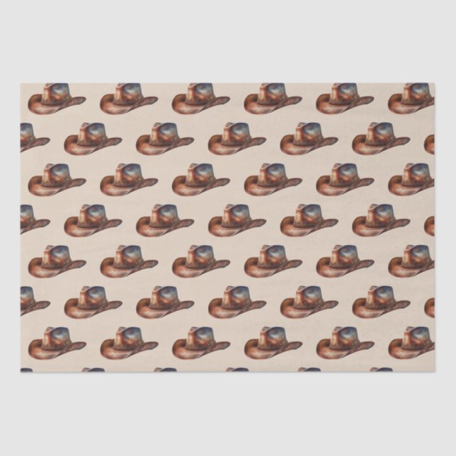 Papel De Seda Cream Howdy Cowboy Gorras occidentales (Anverso)