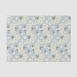 Papel De Seda Cream Peonies on Light Blue - Tissue Paper