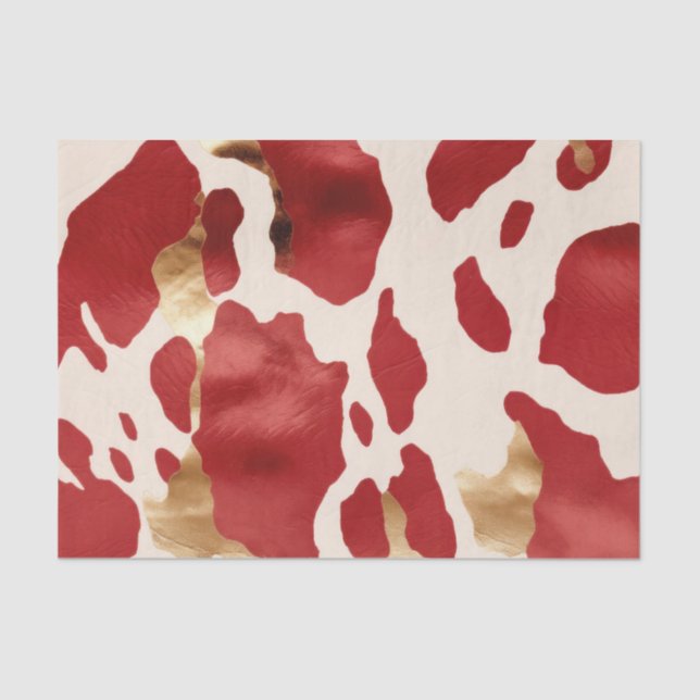 Papel De Seda Cream Red Gold Western Piel de vaca Howdy (Anverso)