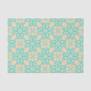Papel De Seda Cream Turquoise Modern Prairie Garden Folk Lattice