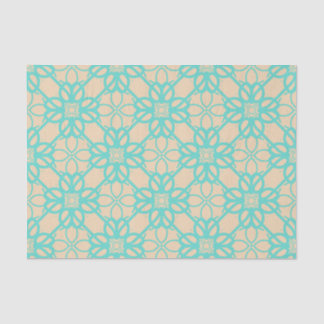 Papel De Seda Cream Turquoise Modern Prairie Garden Folk Lattice