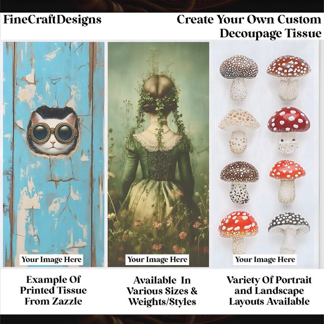 Papel De Seda Create Your Own Custom 3 Photo Portrait Decoupage (Subido por el creador)