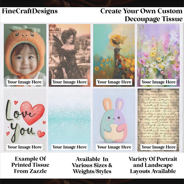 Papel De Seda Create Your Own Custom 8 Photo Portrait Decoupage (Subido por el creador)