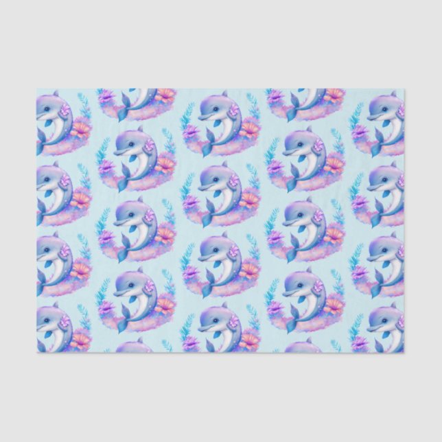 Papel De Seda Creatura de mar de delfín cuto (Anverso)